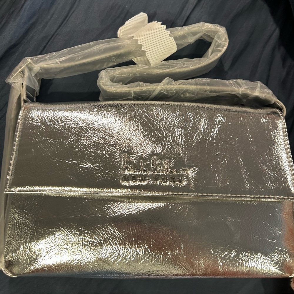 New Nicole Miller Silver shoulder Bag